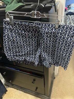 crown & ivy Navy White Pineapple Trellis Jean Shorts
